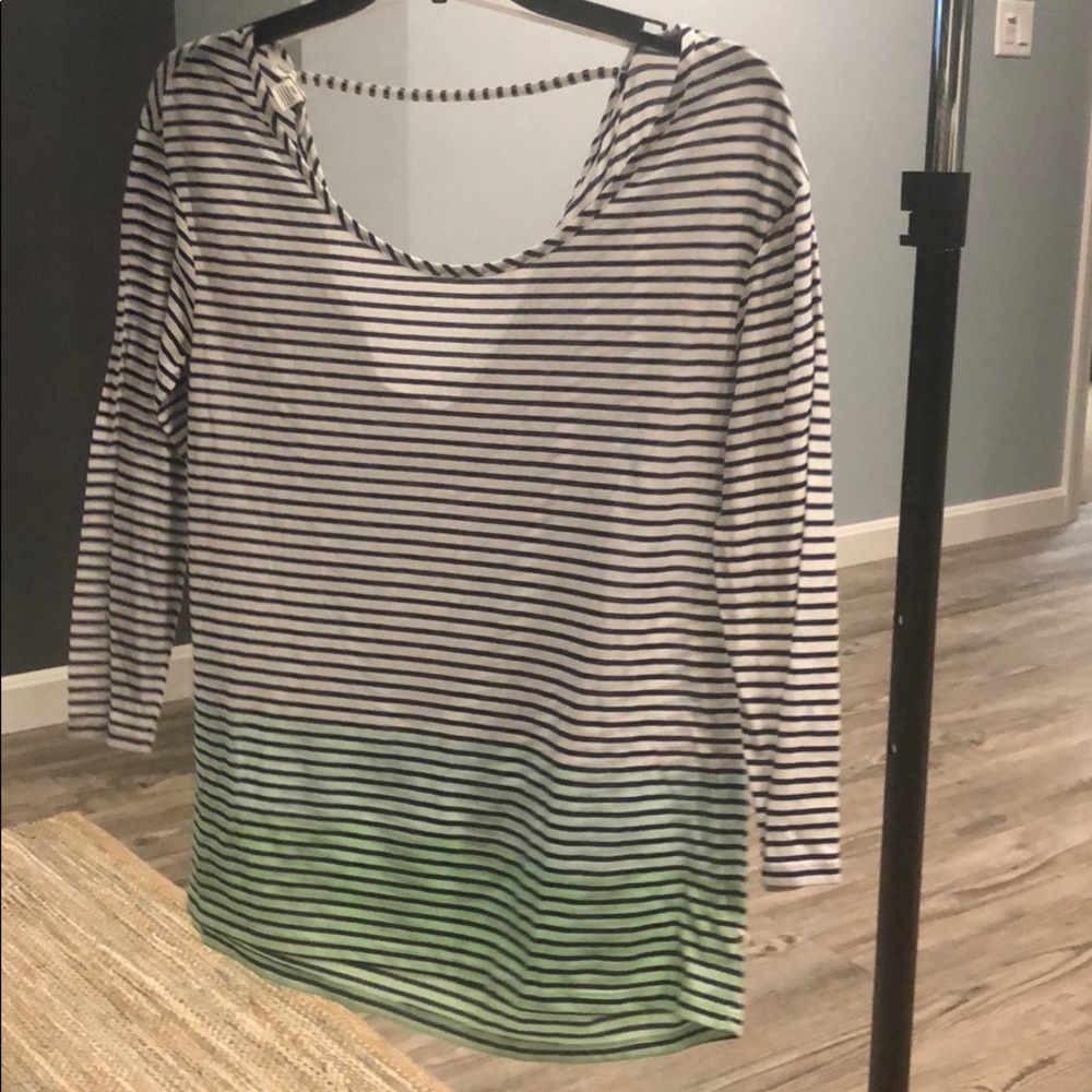 white blue and green ombré 3/4 sleeve